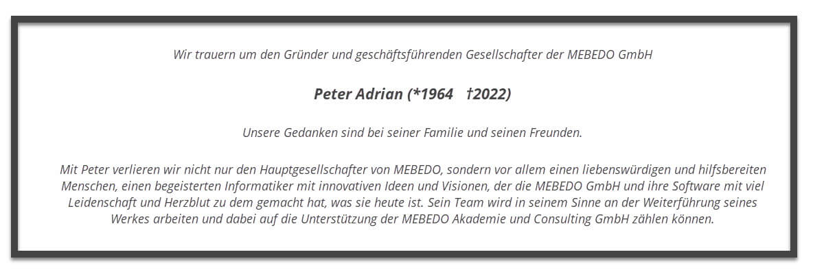 Nachruf Peter Adrian